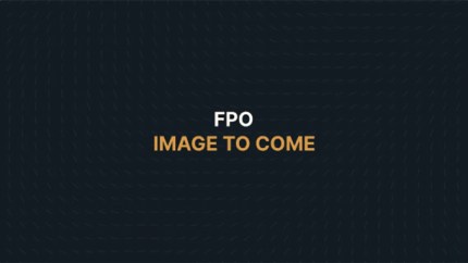 Dark background with the text FPO IMAGE TO COME centered in white and orange capital letters.