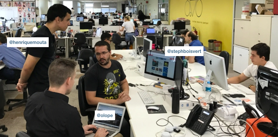 Members of the VIP team at Abril HQ for a regular on-site collaborative session