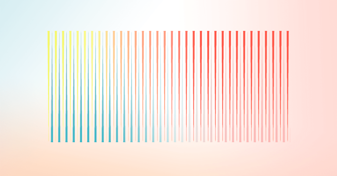 A series of rays in various colors criss crossing near each other as they fade into the background.