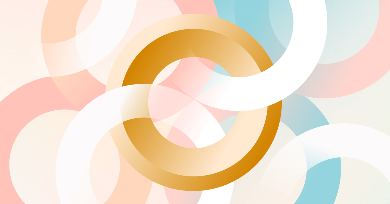 Abstract visualization of interconnected rings symbolizing digital solution analytics or integration.