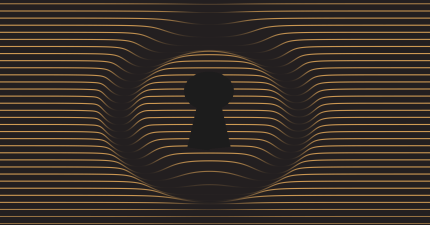 Golden lines form a secure keyhole icon, representing digital solution security or access control.