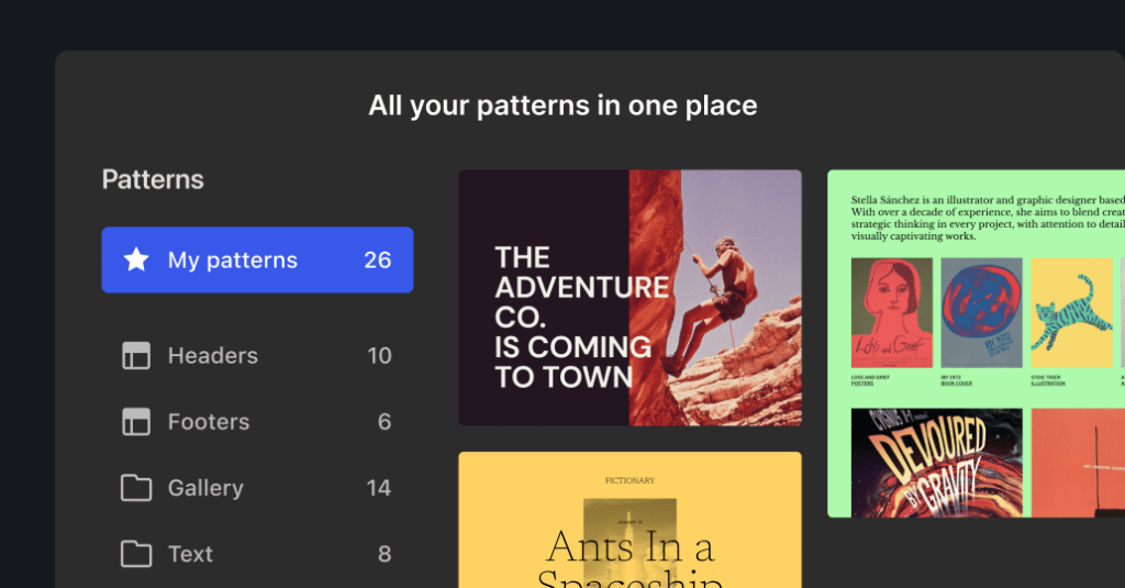 The block patterns UI