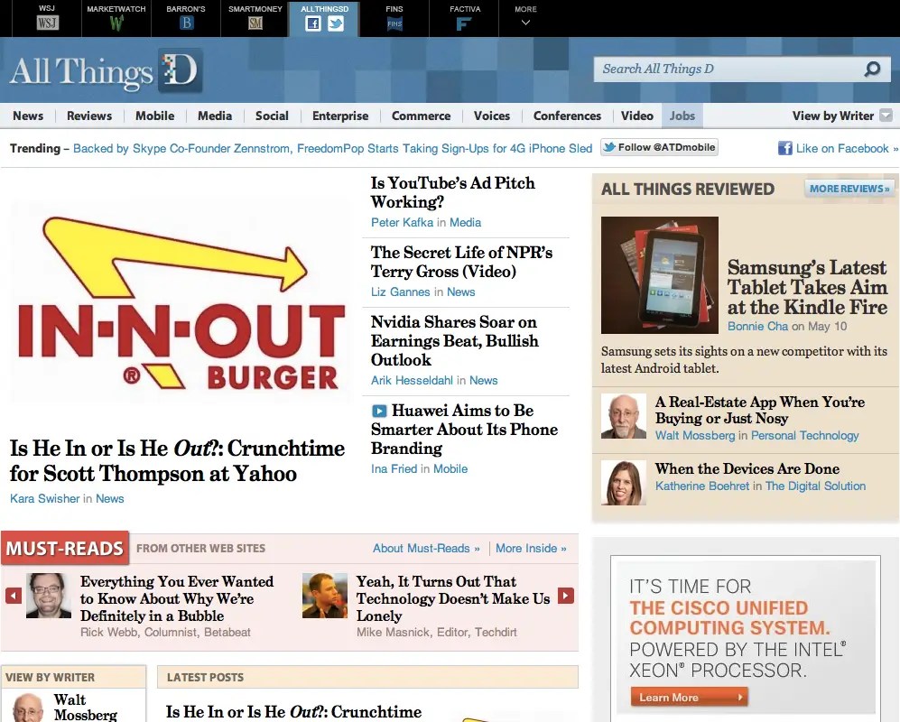 Screenshot of AllThingsD homepage