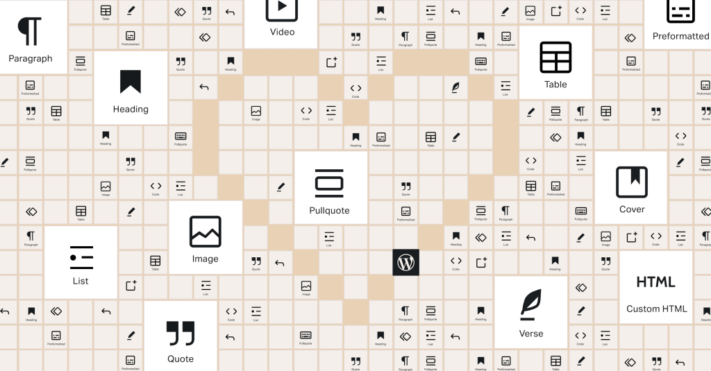 Content block icons grid for digital solution editorial workflows—paragraph, image, quote, video, and table options.