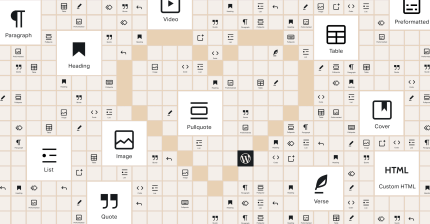 Content block icons grid for digital solution editorial workflows—paragraph, image, quote, video, and table options.