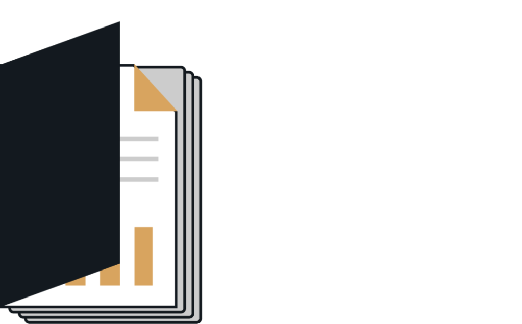 A stack of reports with charts and graphs, symbolizing case studies or analytics.