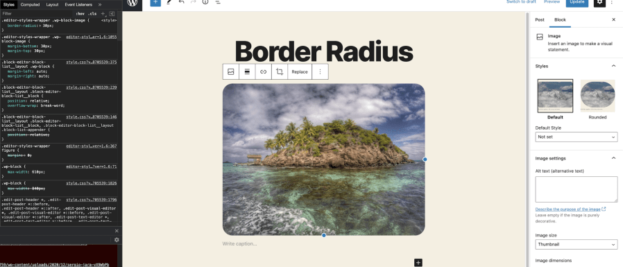 Gutenberg Block Editor Border Radius