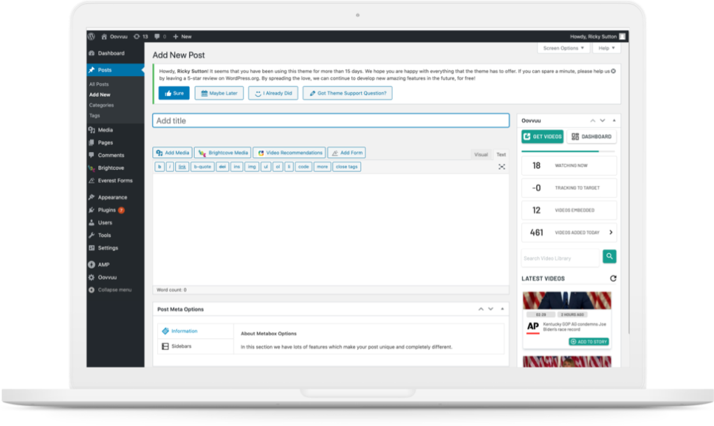 WordPress Add New Post editor interface for publishing content in the CMS dashboard.