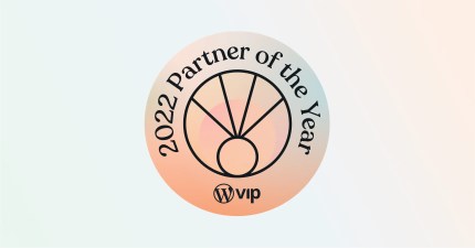 2022 Partner of the Year badge for WordPress VIP digital solution recognition.