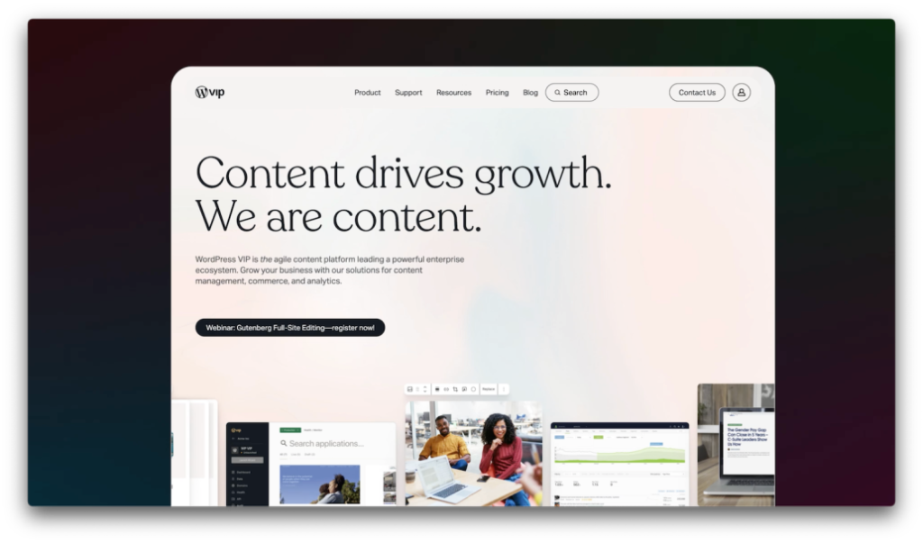 The wpvip.com homepage