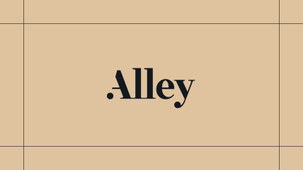 Alley logo on a gold background, framed by thin black lines.