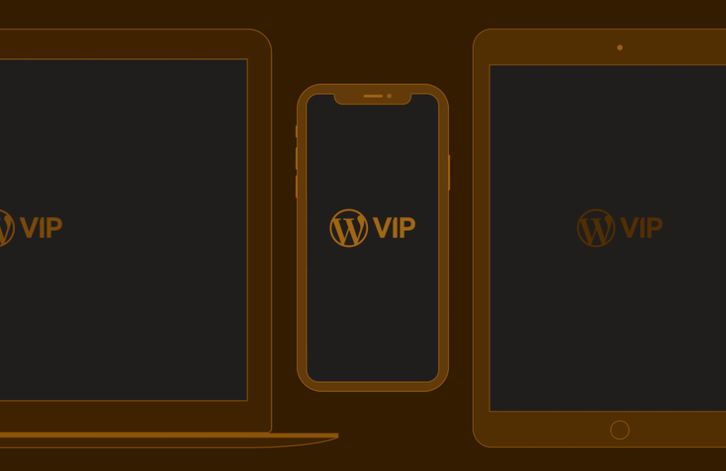 diagram showing a phone, laptop and tablet with the WordPress VIP logo