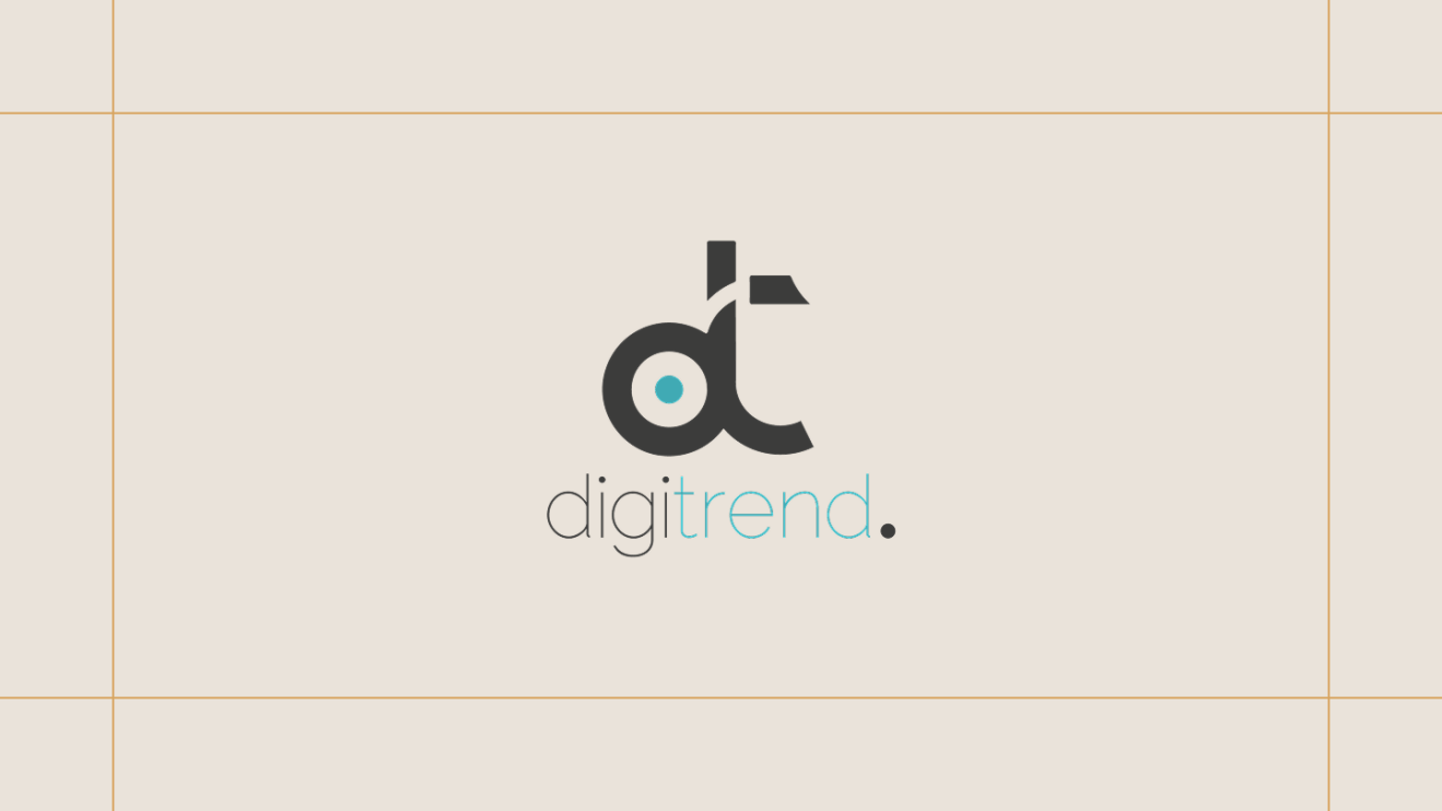 Digitrend logo on a cream background, framed by thin gold lines.