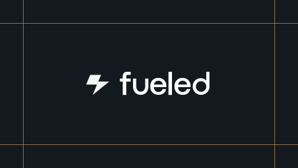 White Fueled logo on a black background, framed by thin gold lines.