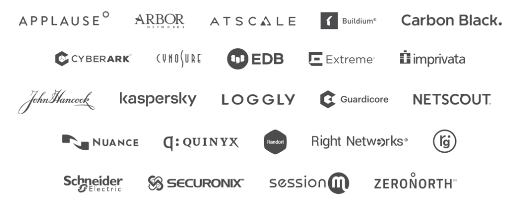Grid of 25 technology company logos representing digital solution integration and platform compatibility.
