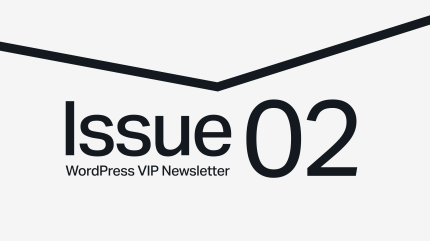 Text reads: Issue 02 WordPress VIP Newsletter with a bold black line above on a light background.