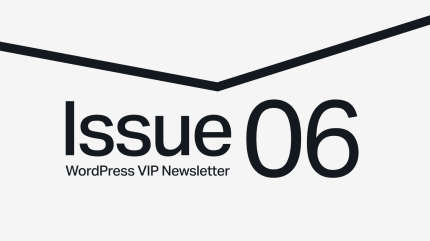 Text reads Issue 06, WordPress VIP Newsletter in large black font on a light background.