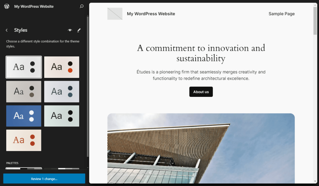 WordPress offers multiple templates you can choose from and then optimize using the site editor.