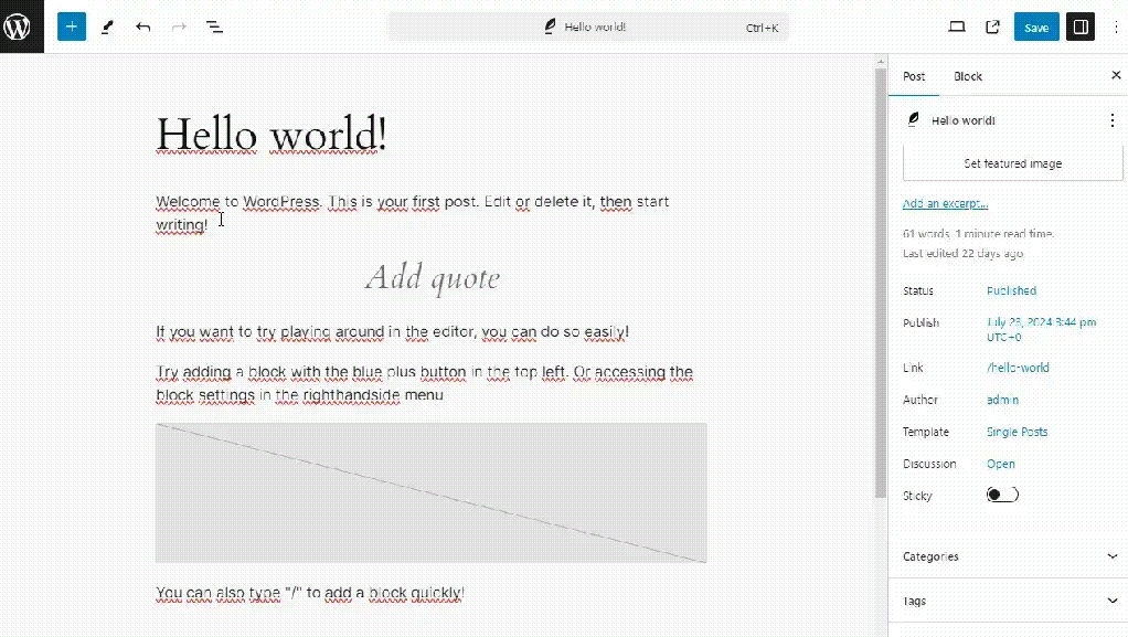 WordPress VIP Gutenberg Editor highlighting some of the drag and drop text editing options content creators can use to design their website even without technical know-how.
