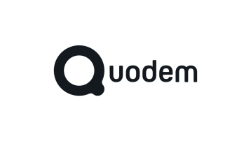 The word Quodem in black, with a large stylized Q on a light gray background.
