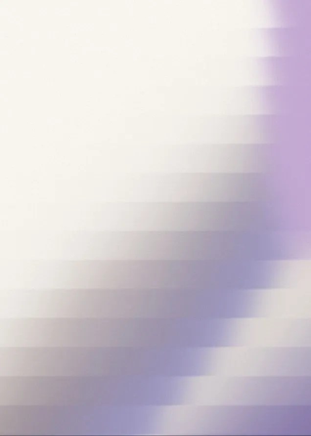 Abstract image with soft, diagonal, pixelated gradients of white and purple blending into each other.