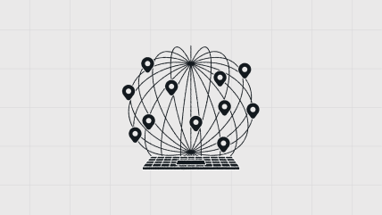A laptop with a globe and location pins, symbolizing the seamless global digital connectivity offered by a multilingual WordPress site.