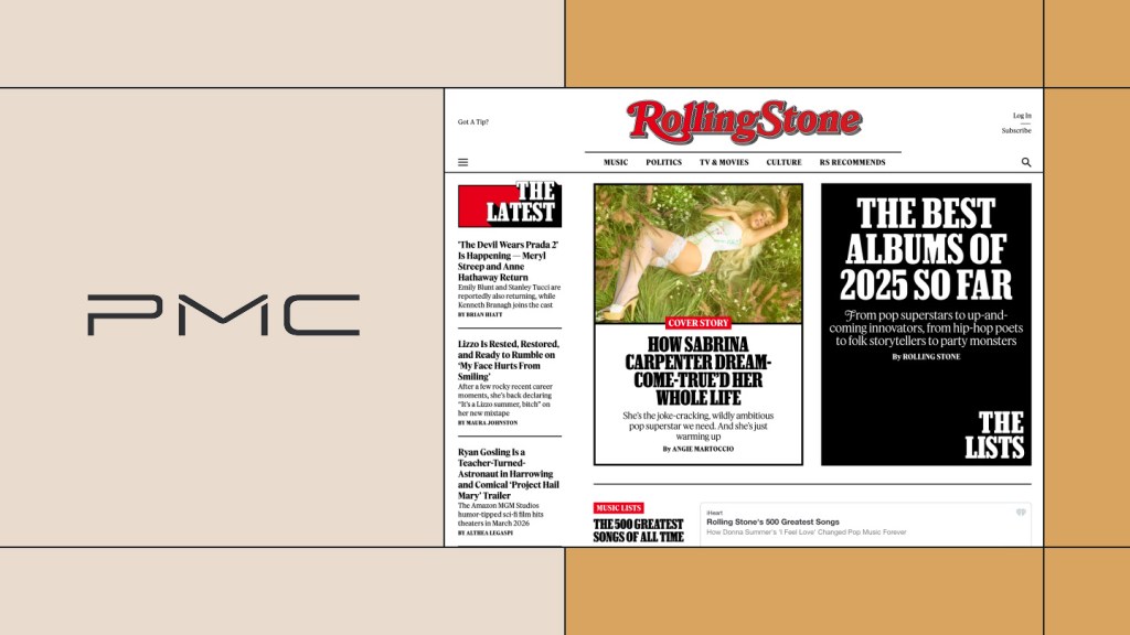 Screenshot of Rolling Stone’s homepage showcasing top entertainment stories and music features, under PMC’s media portfolio. Highlights PMC’s use of WordPress VIP to power high-traffic, content-rich sites with a modern digital publishing experience.