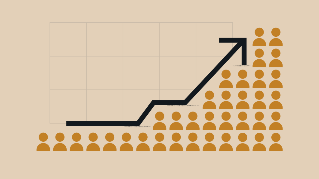 Graphic of a chart going up and to the right, representing audience loyalty.