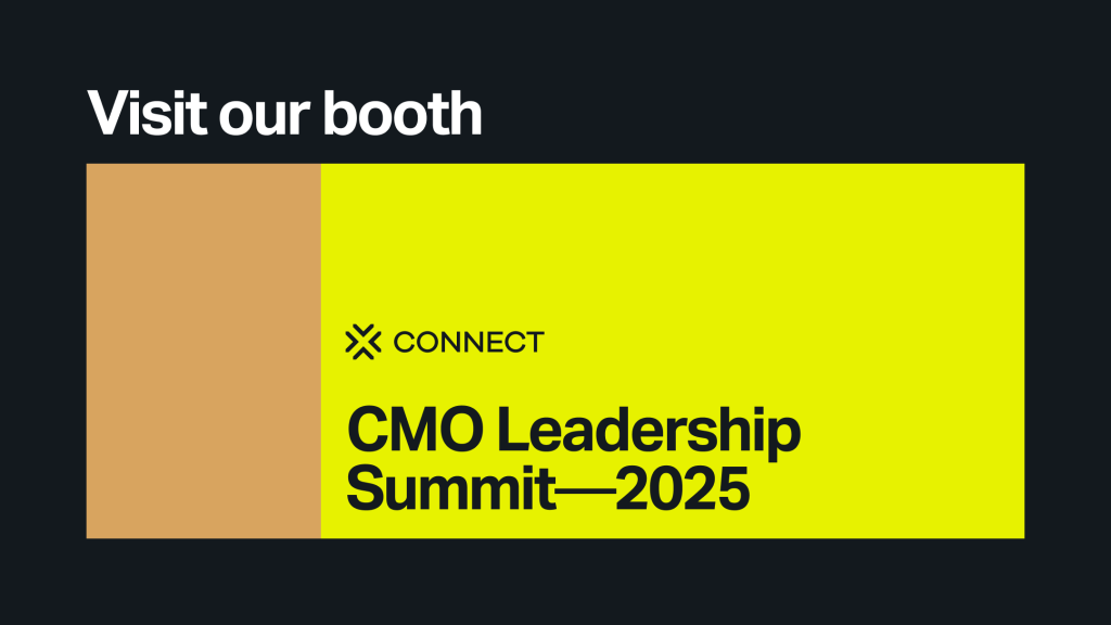 CONNECT CMO Leadership Summit 2025 event graphic with “Visit our booth” text.